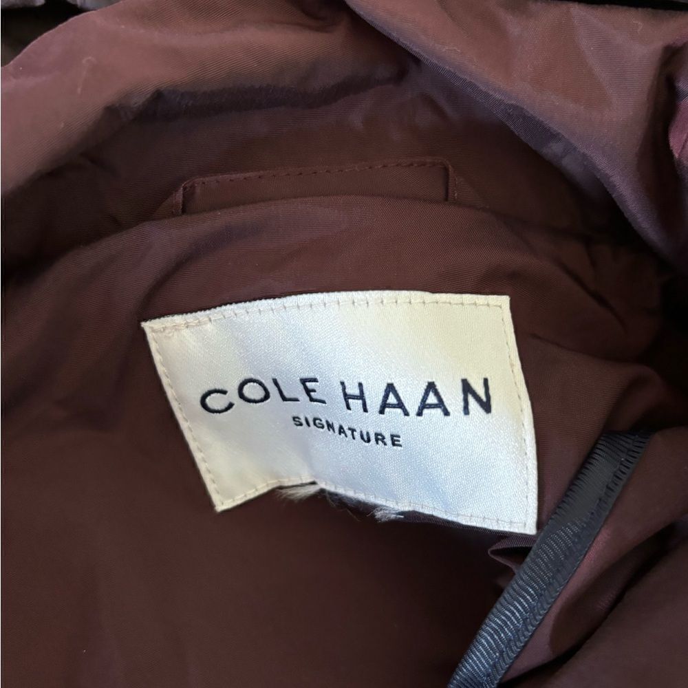 Cole Haan Signature Hooded Rain Jacket Anorak Wine Gold Hardware - Picture 2 of 14